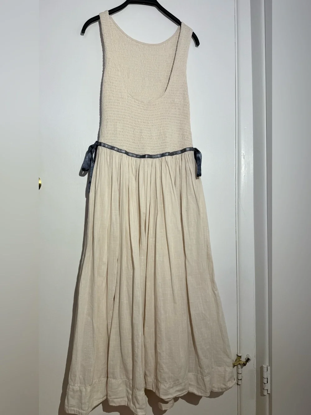 NWOT Free People Nightingale Solid Midi Dress with Navy Tie - Picture 5 of 13